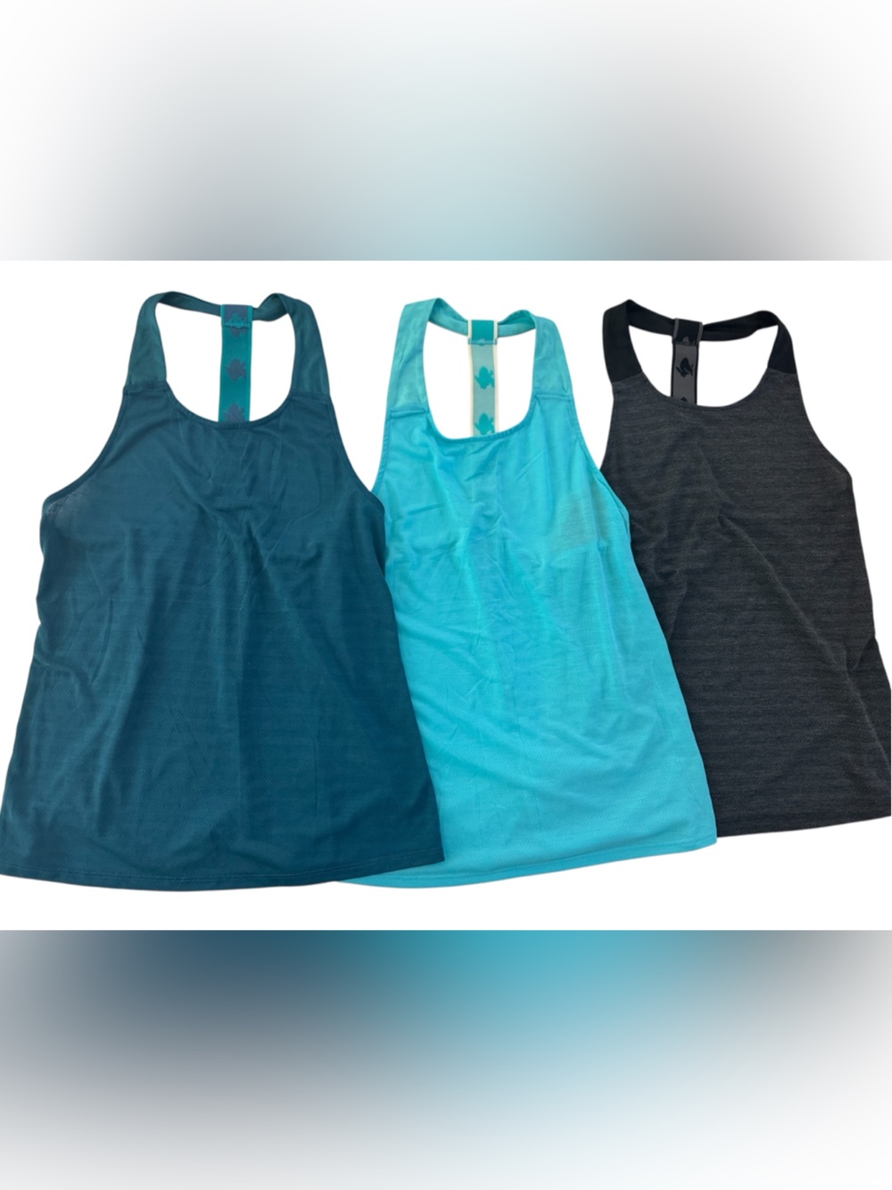 Rabbit Brand Running Tank Tops LOT of 3 blue gray #NE241
